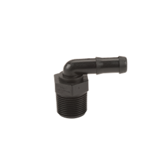 Picture of KING NIPPLE POLY HB075/050-90 3/4" MPT X 1/2" HOSE BARB
